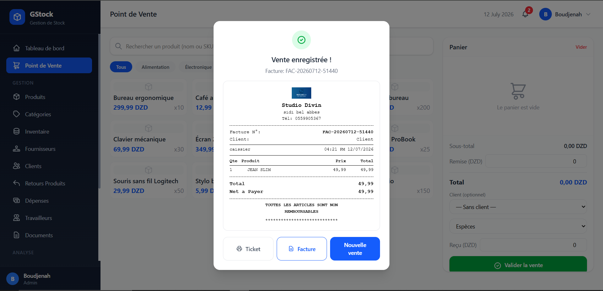 Moderne de Gestion de Stock